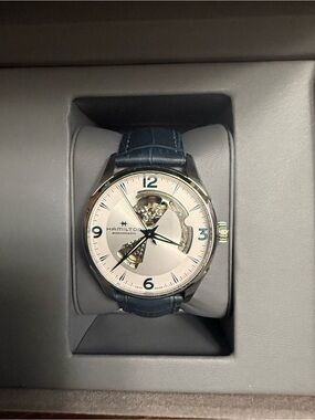 Hamilton Jazzmaster Open-Heart Watch with Blue Leather Strap